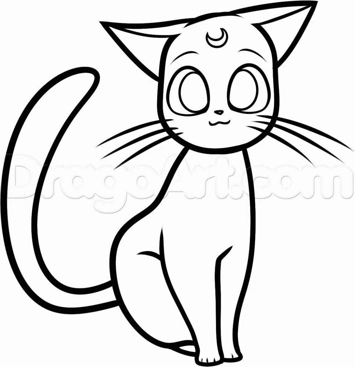 Colorful anime kittens coloring page