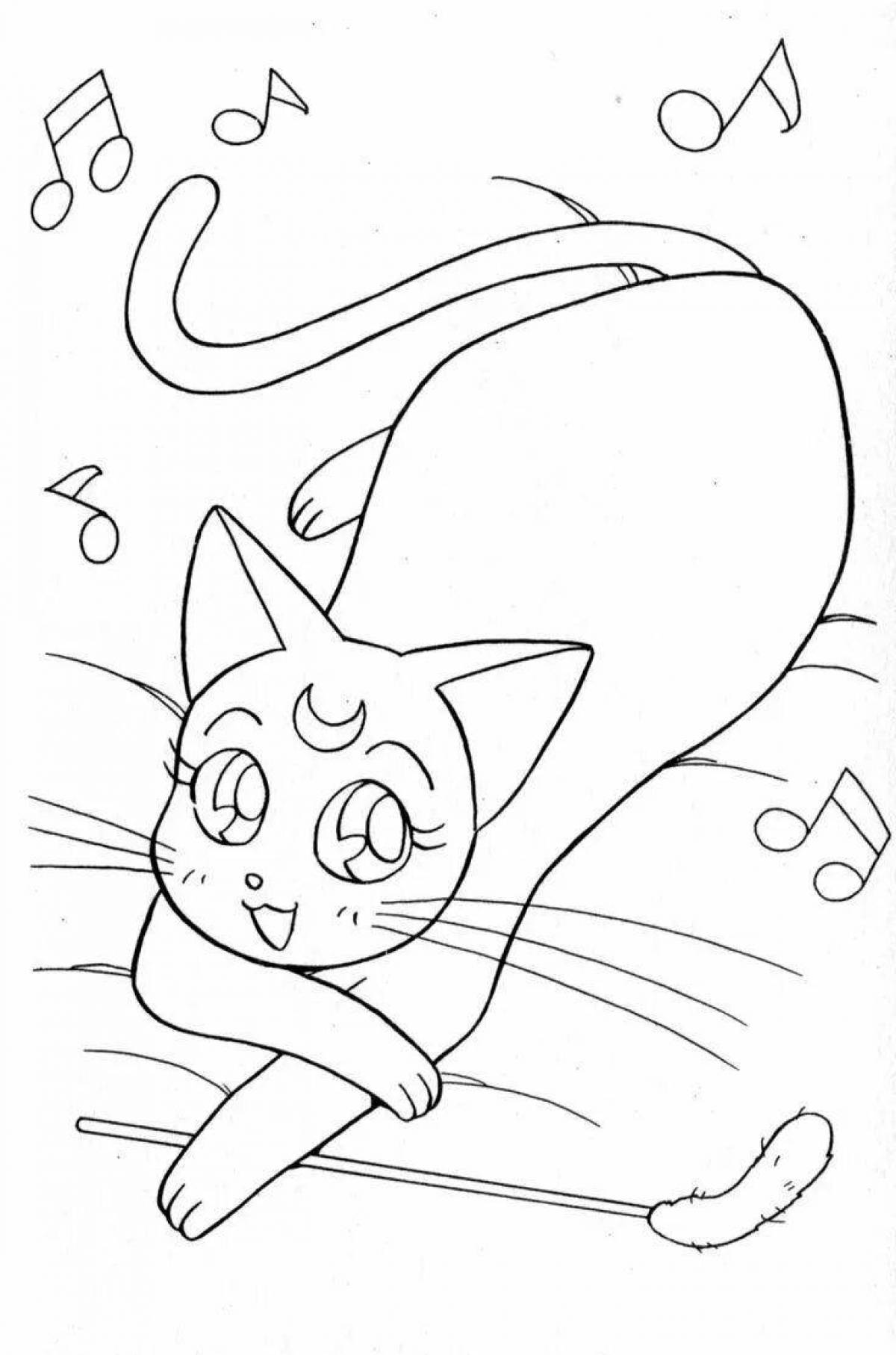 Coloring book fluffy anime kittens