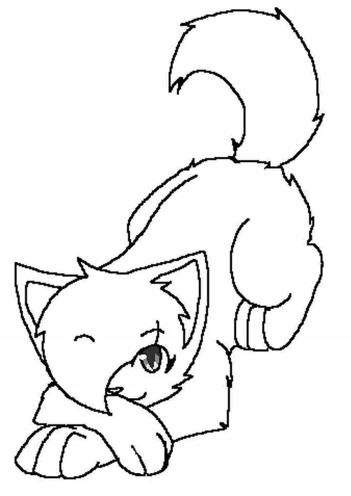 Раскраска любознательные аниме котята