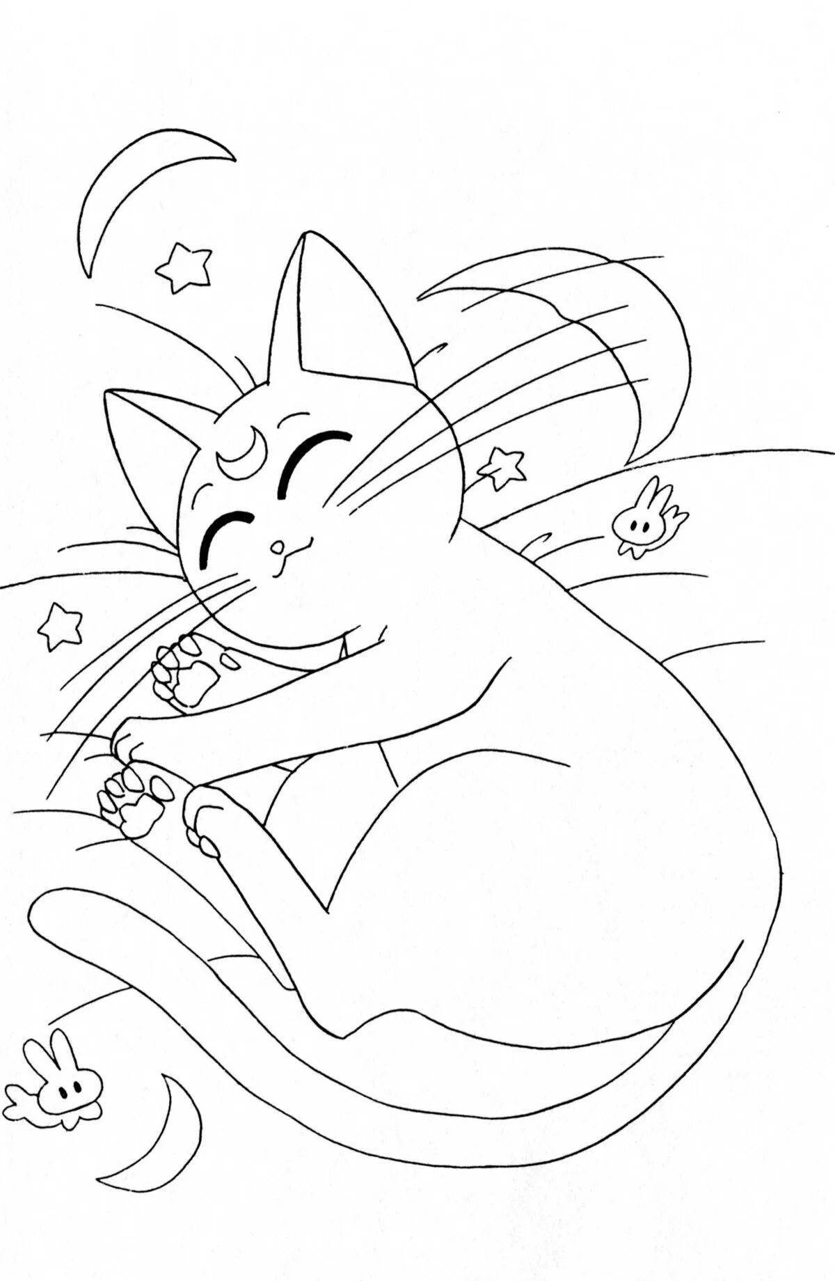 Любознательный аниме котята раскраска страница