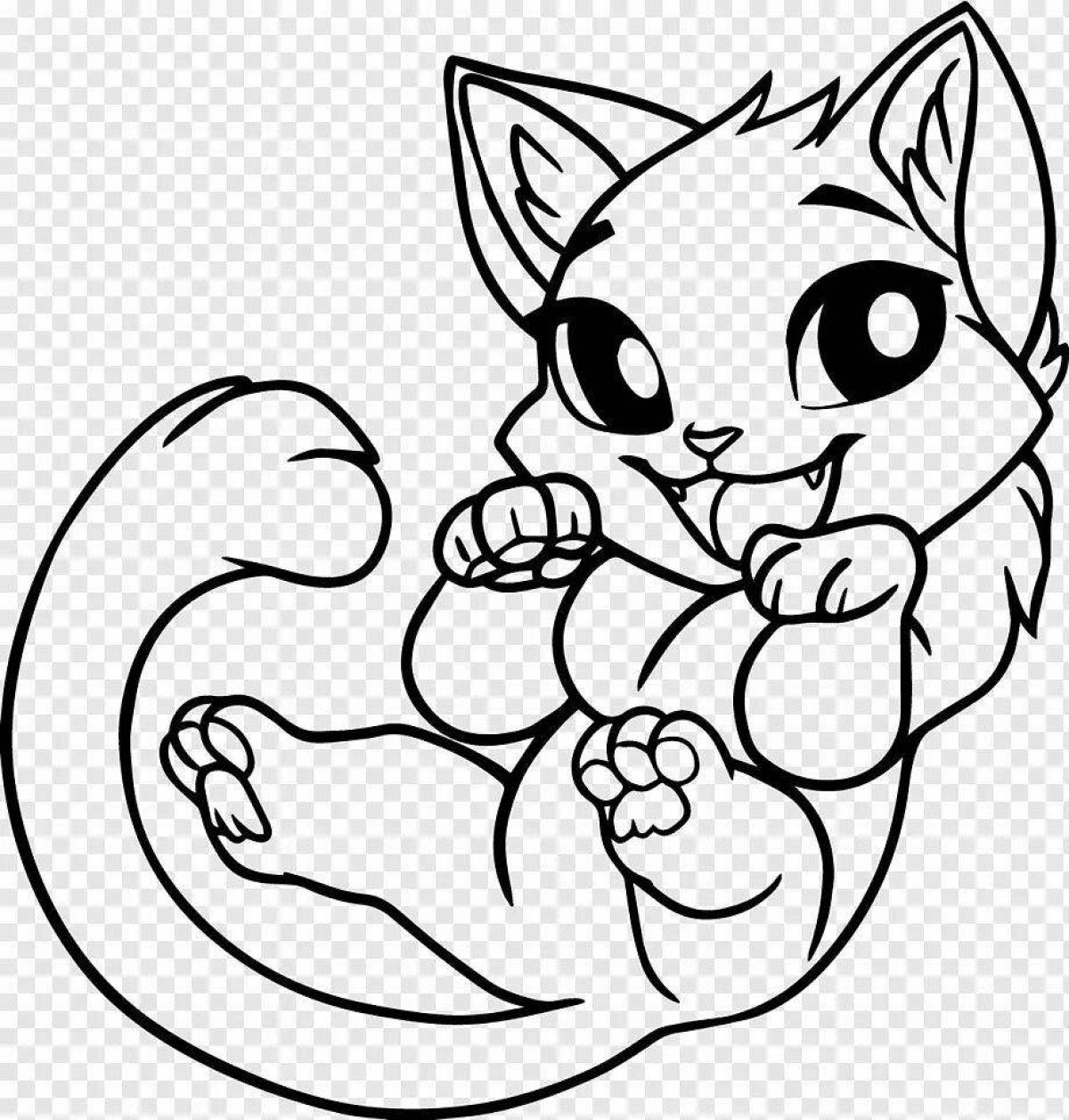 Inquisitive look anime kittens coloring page