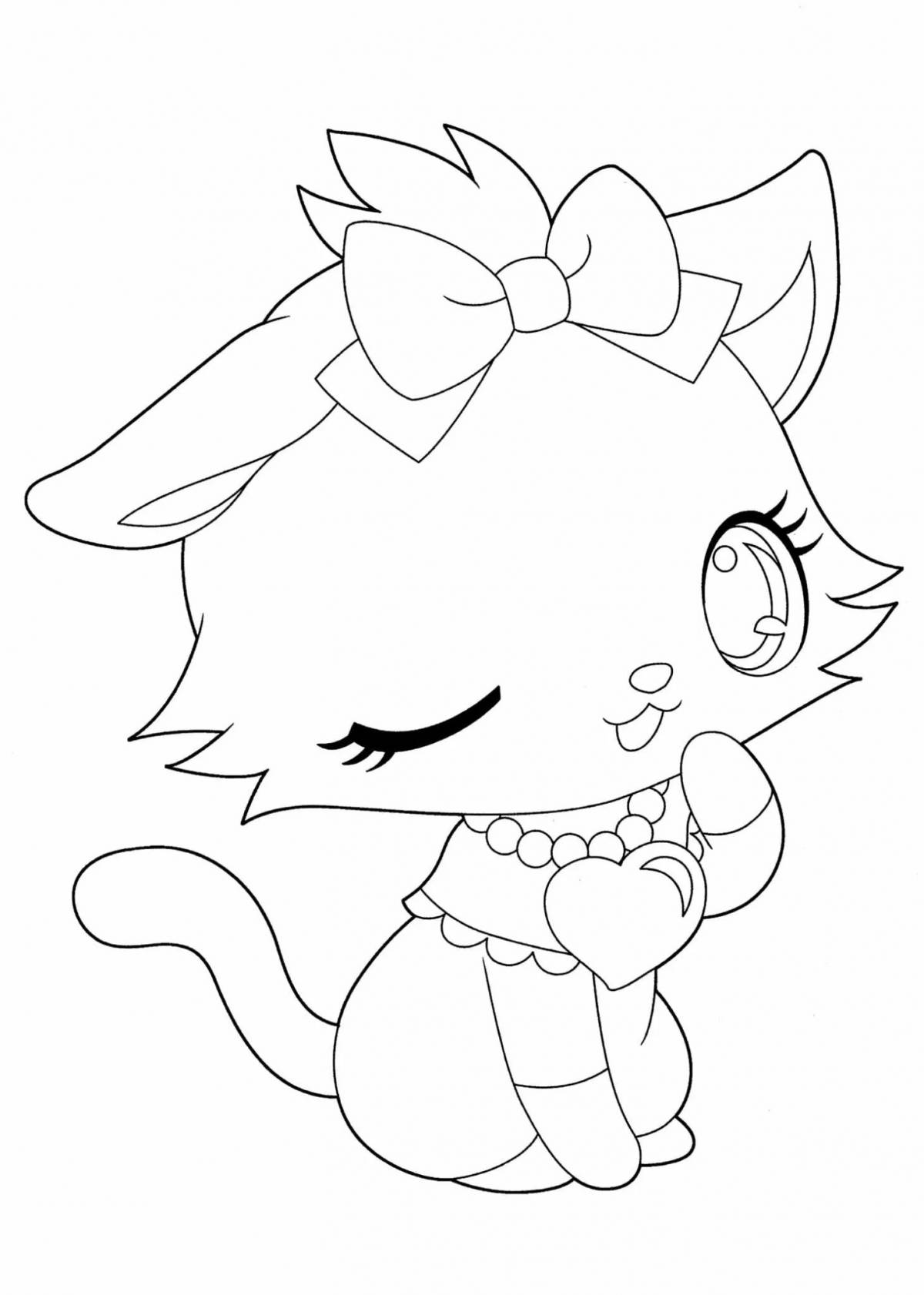Inquisitive observation anime kittens coloring page