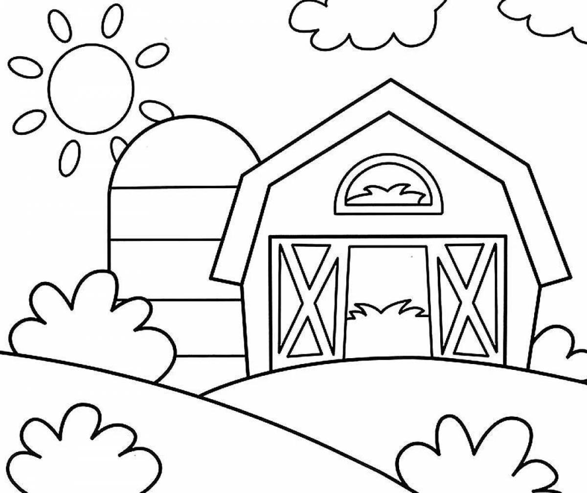 Coloring page playful village house