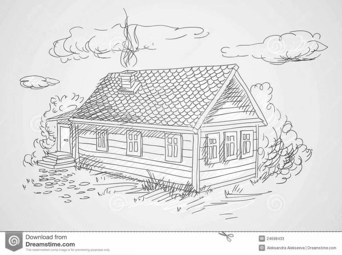 Coloring page beautiful village house