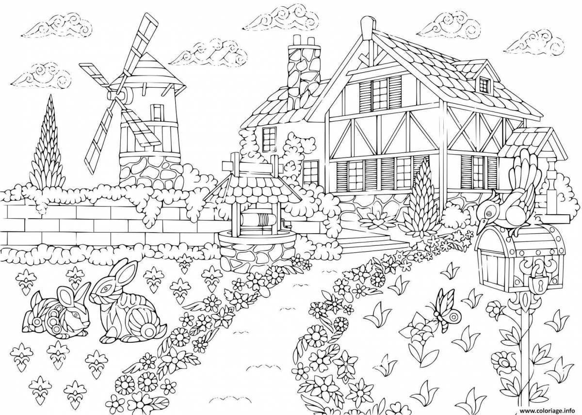 Coloring exotic country house