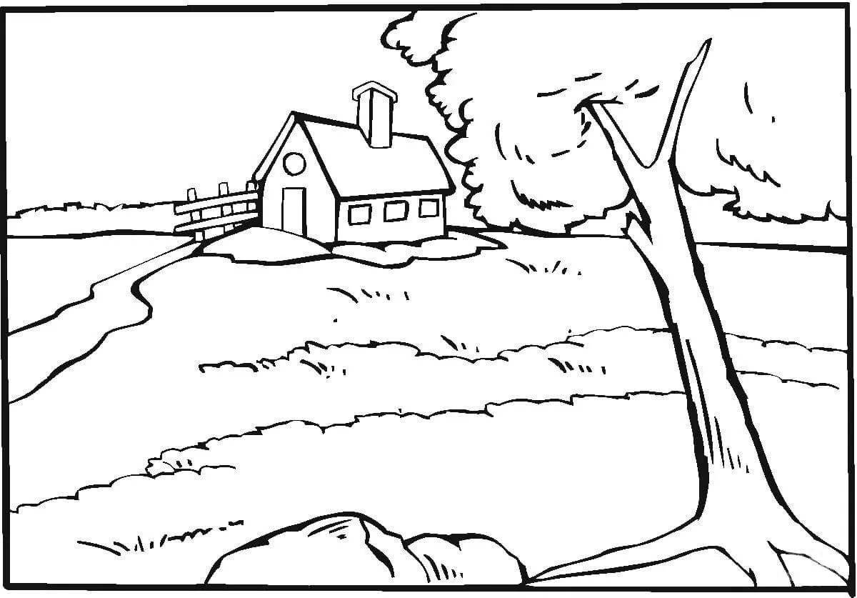 Coloring page idyllic country house