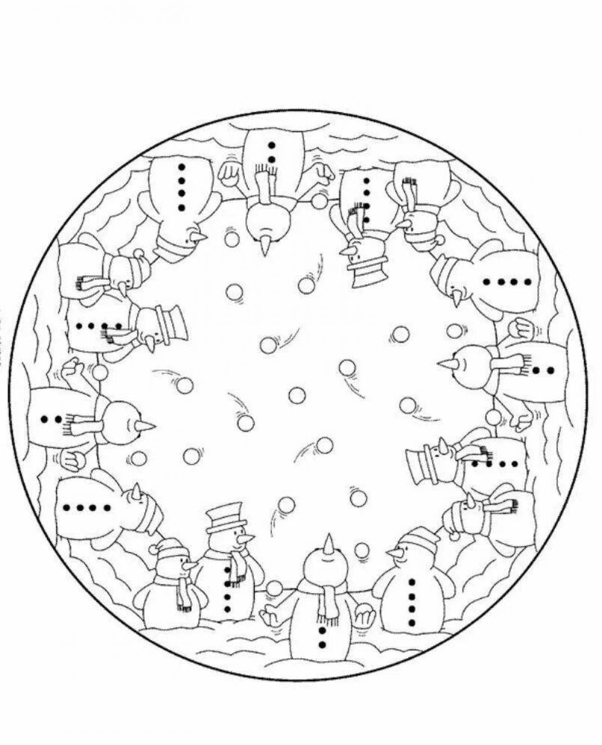 Joyful new year mandala coloring book