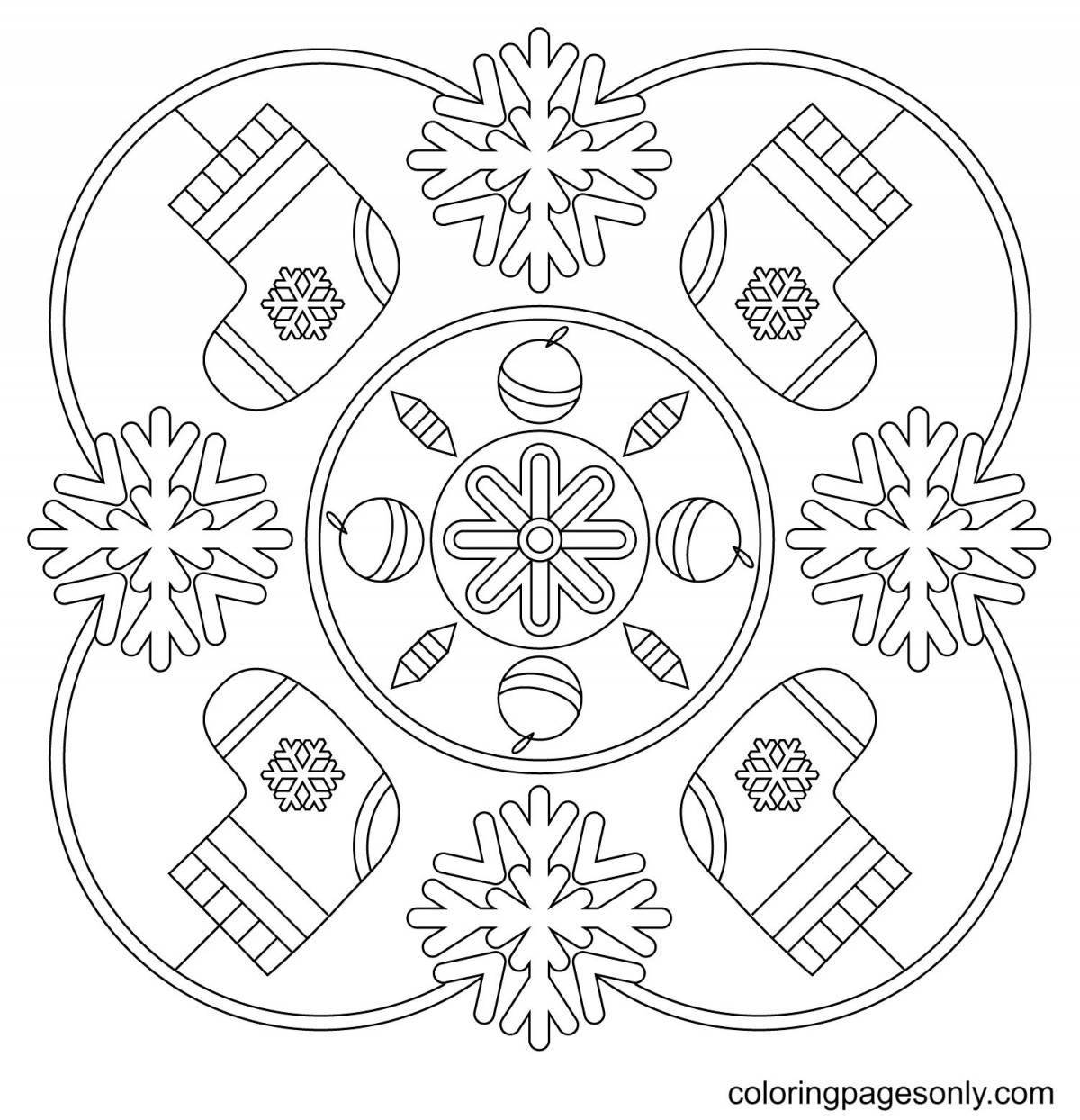 Bright Christmas mandala coloring book