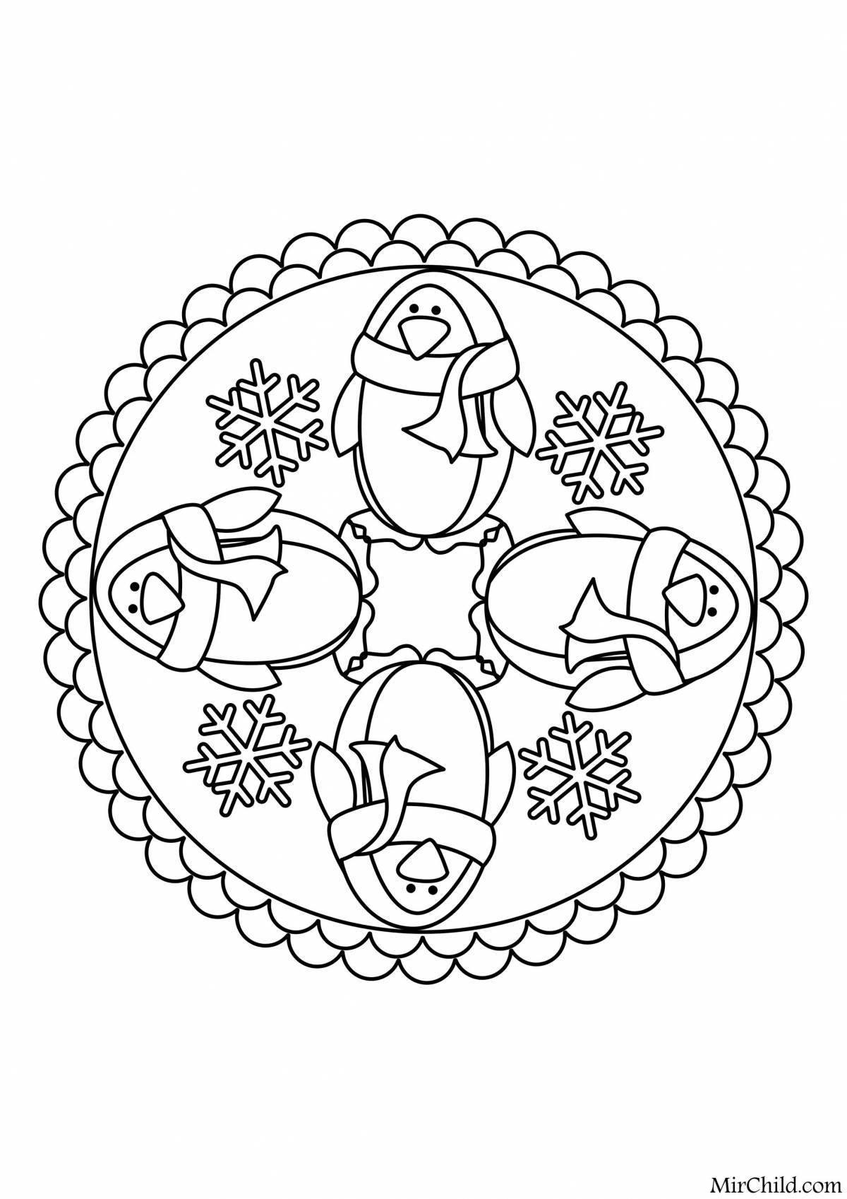 Christmas mandala coloring page