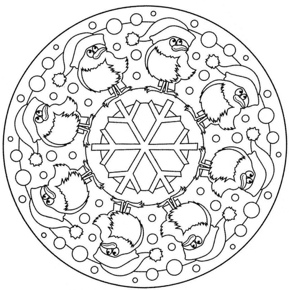 Exquisite Christmas mandala coloring book