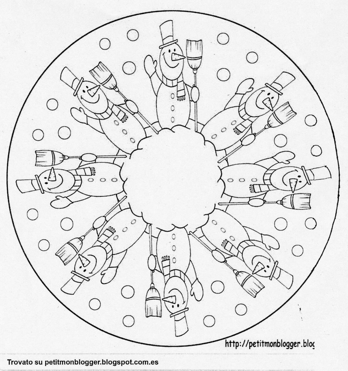 Gorgeous Christmas mandala coloring page