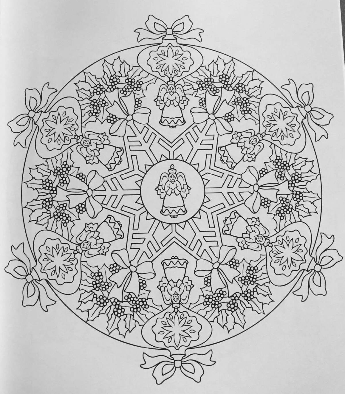 Glorious New Year's mandala coloring page