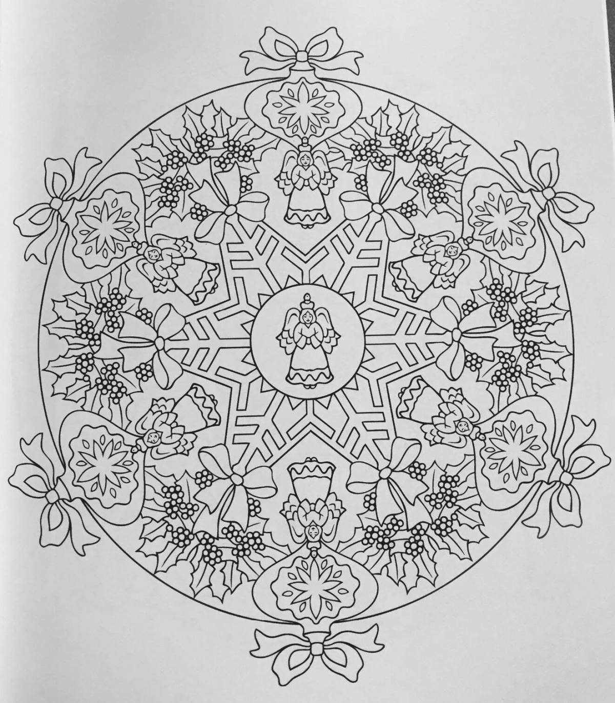Glorious New Year's mandala coloring page