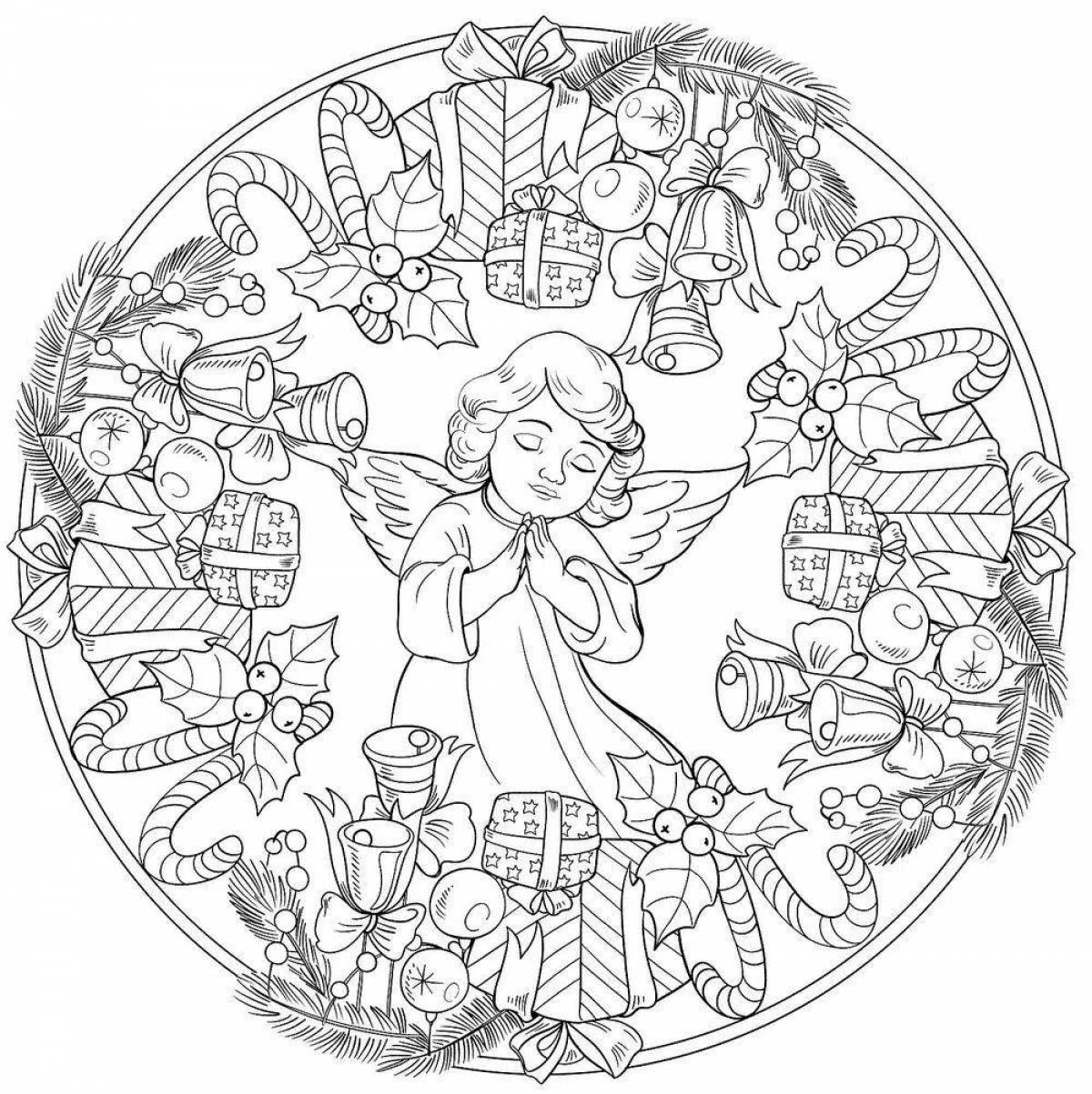 Playful Christmas mandala coloring book