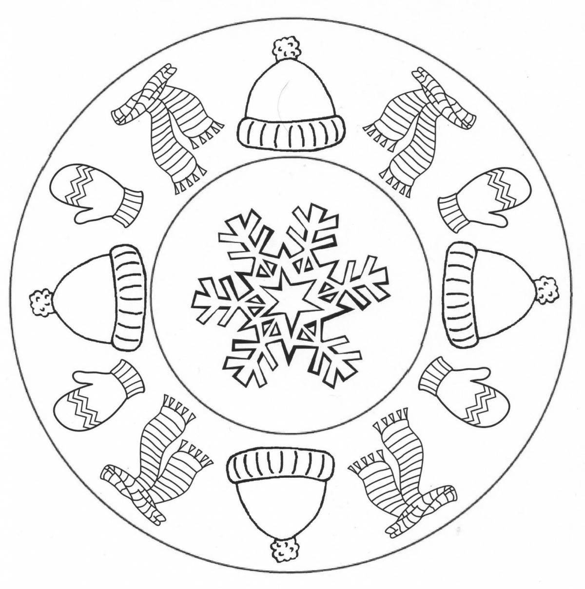 Christmas mandala coloring page