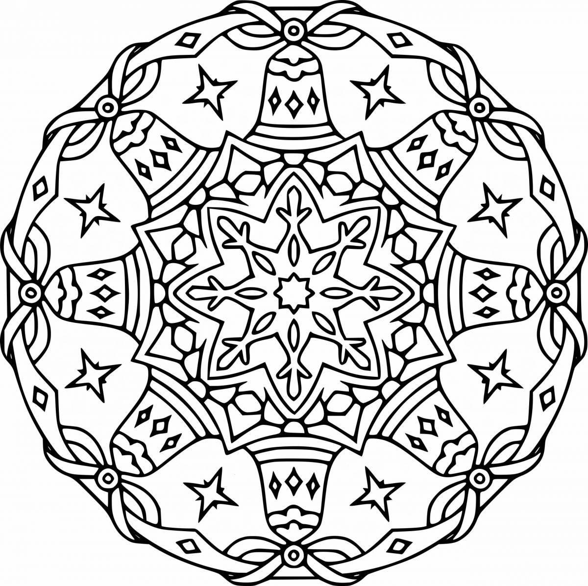 Coloring book dazzling Christmas mandala