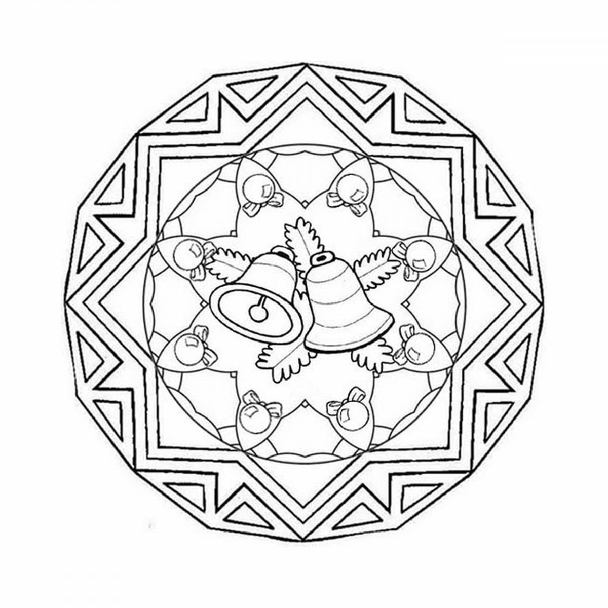 Glamorous Christmas mandala coloring page