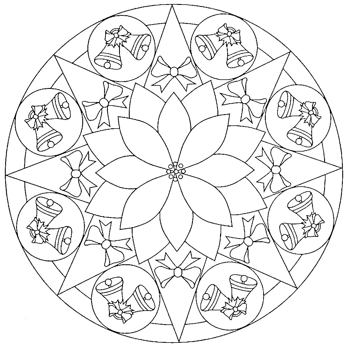 Coloring book exotic Christmas mandala