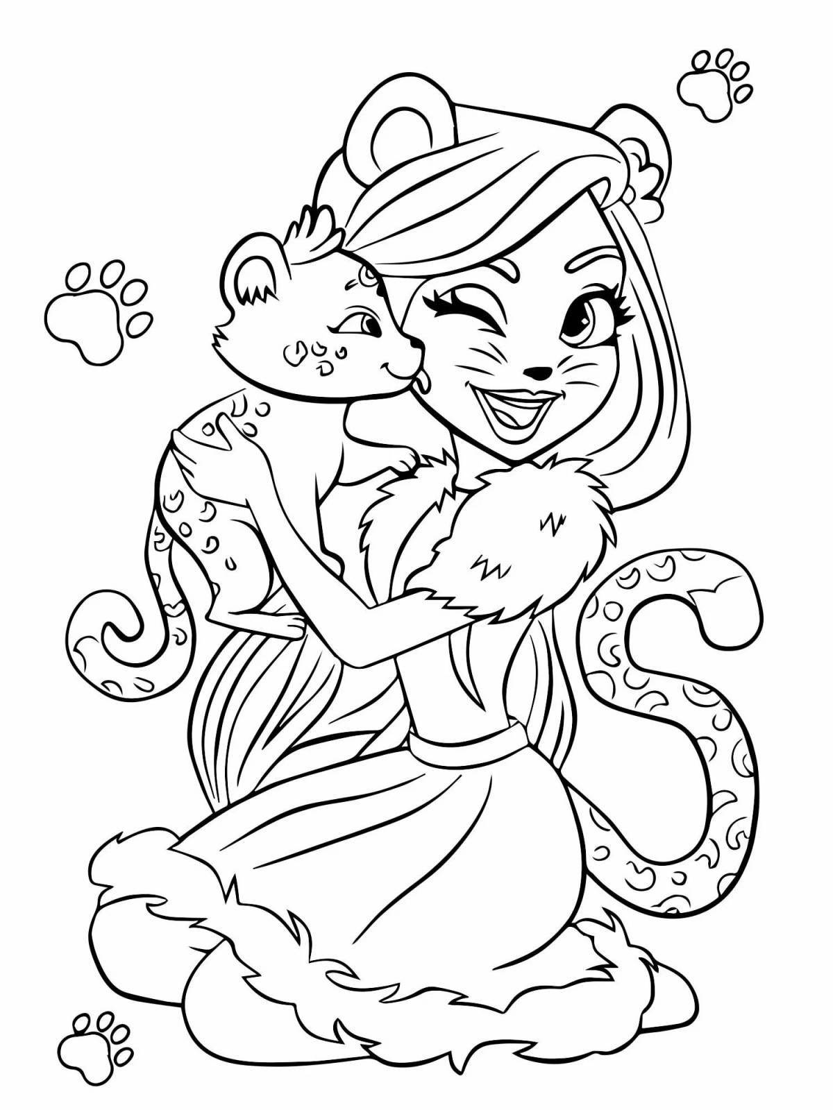 Coloring page amiable cat felicity