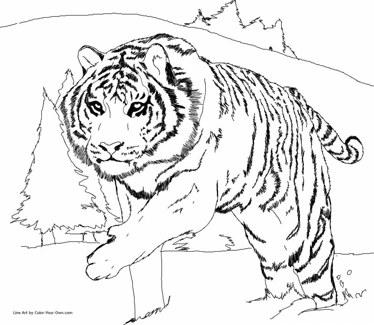 Playful tiger coloring page for kids