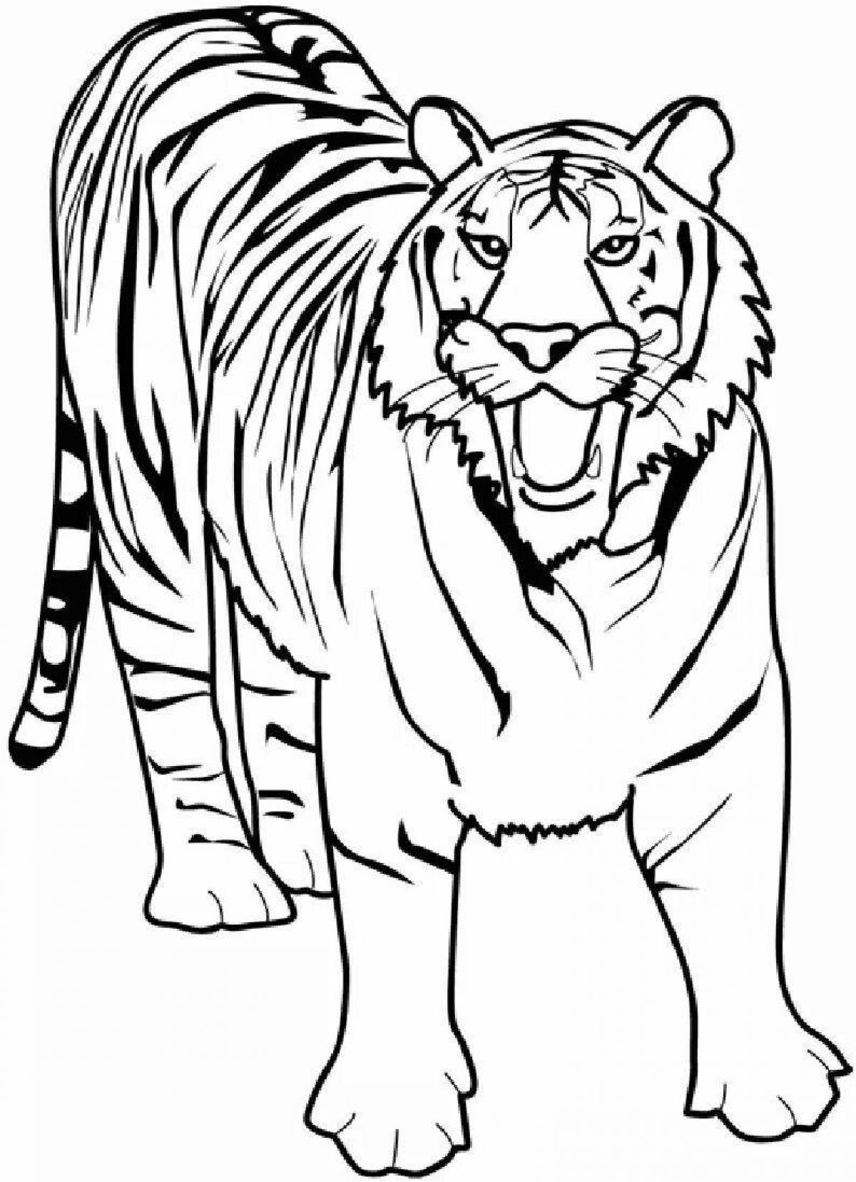 Раскраска свирепый тигр для детей