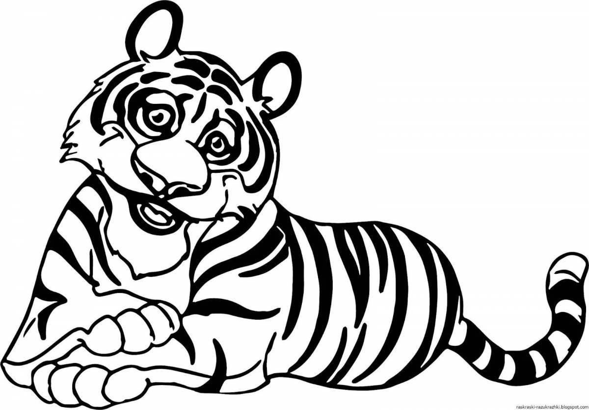 Сказочная страница раскраски тигра для детей