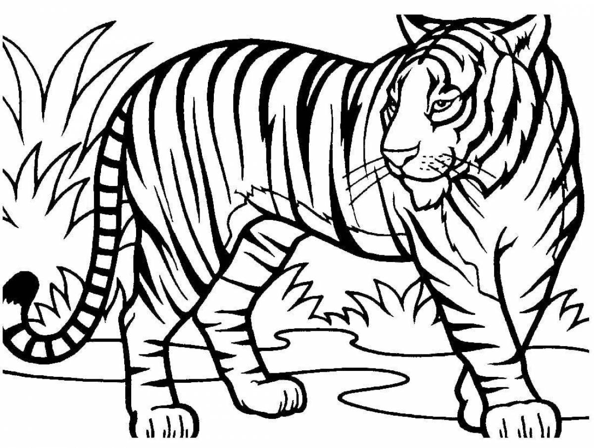 Раскраска сияющий тигр для детей