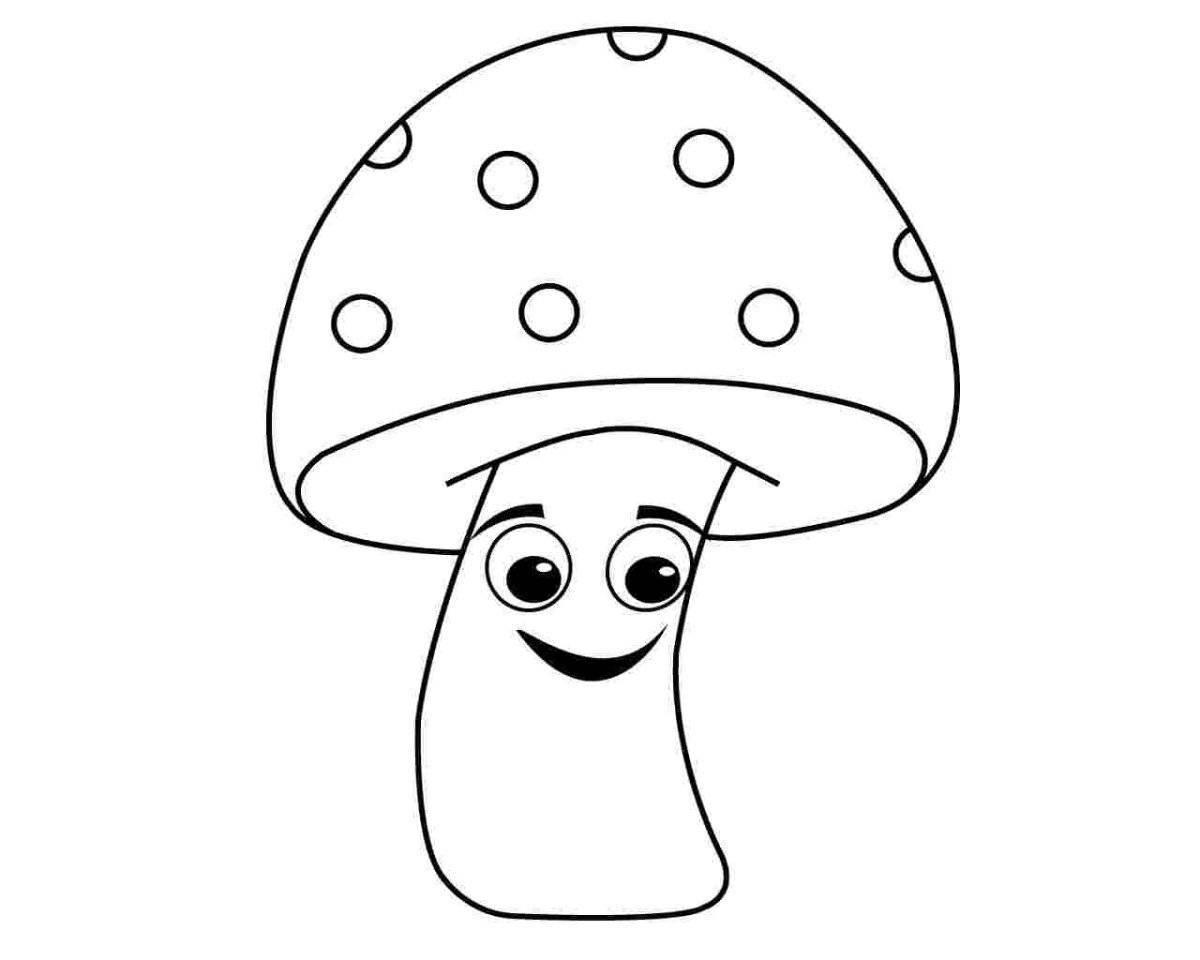 Анимированная страница раскраски грибов
