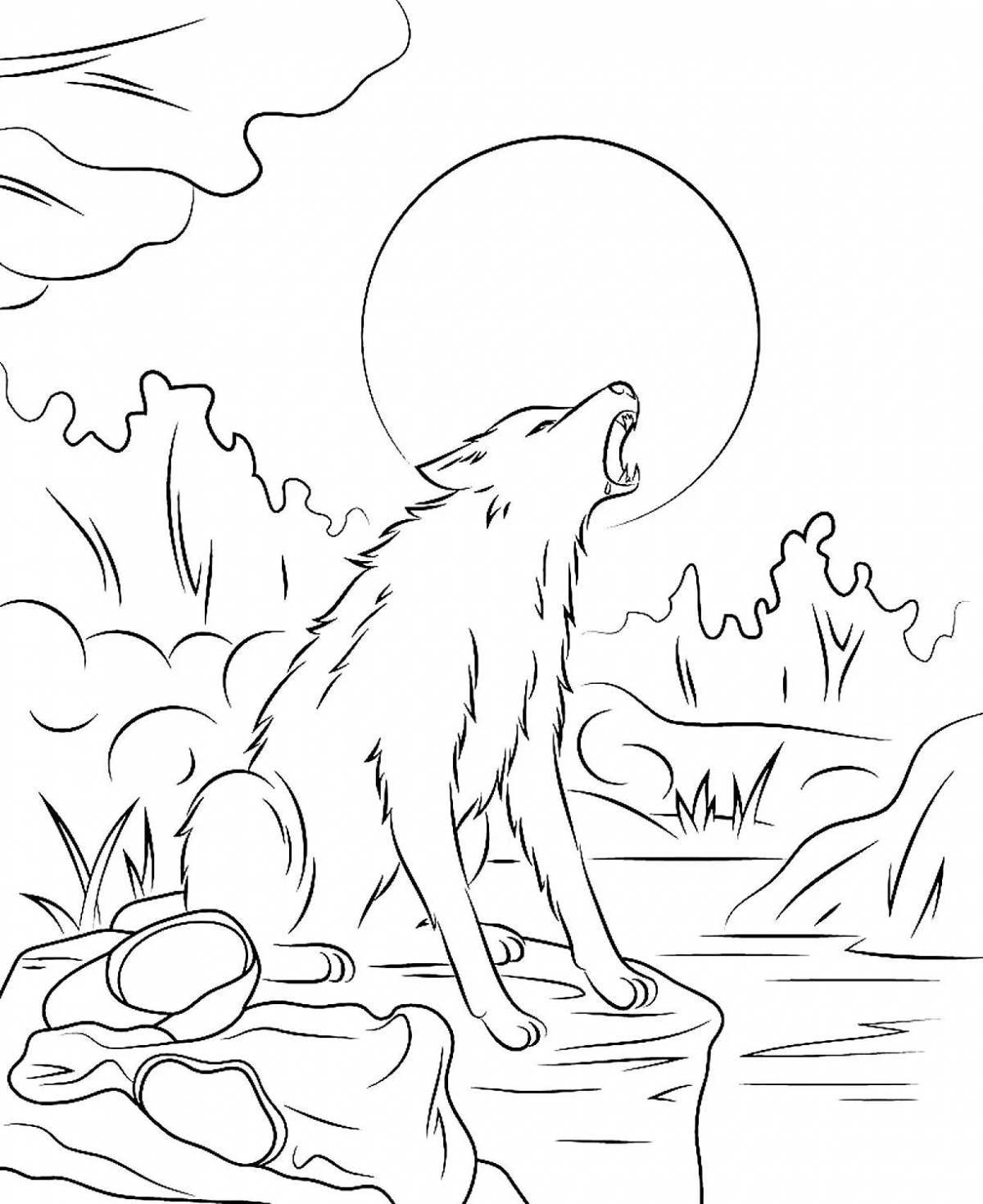 Gorgeous wolf coloring page