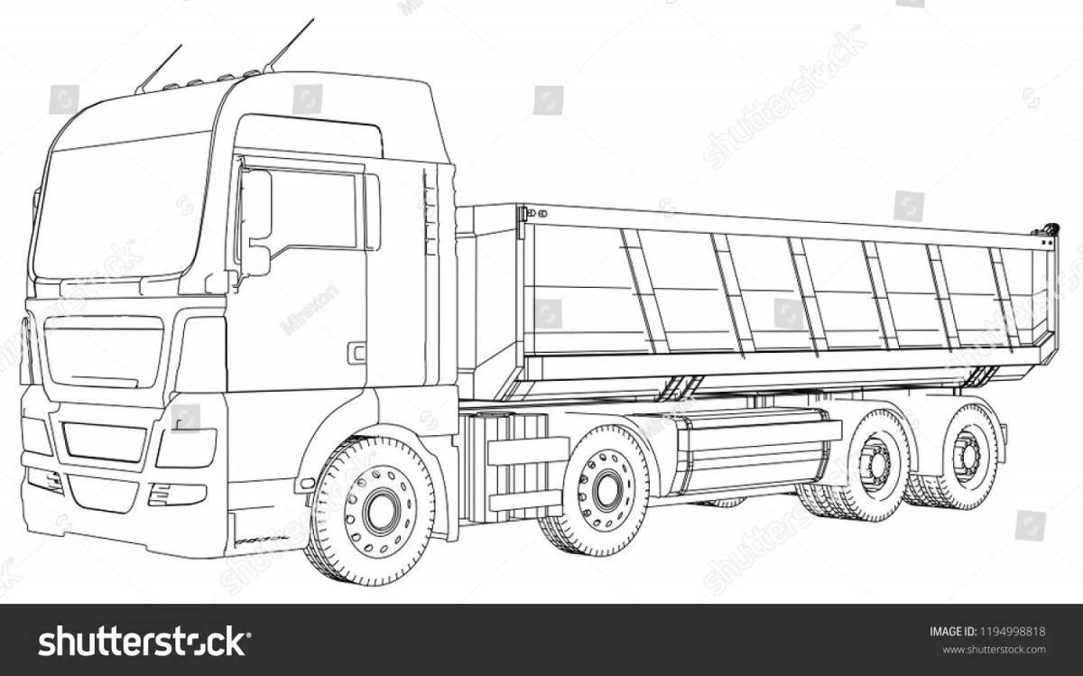 Coloring funny Kamaz dump truck