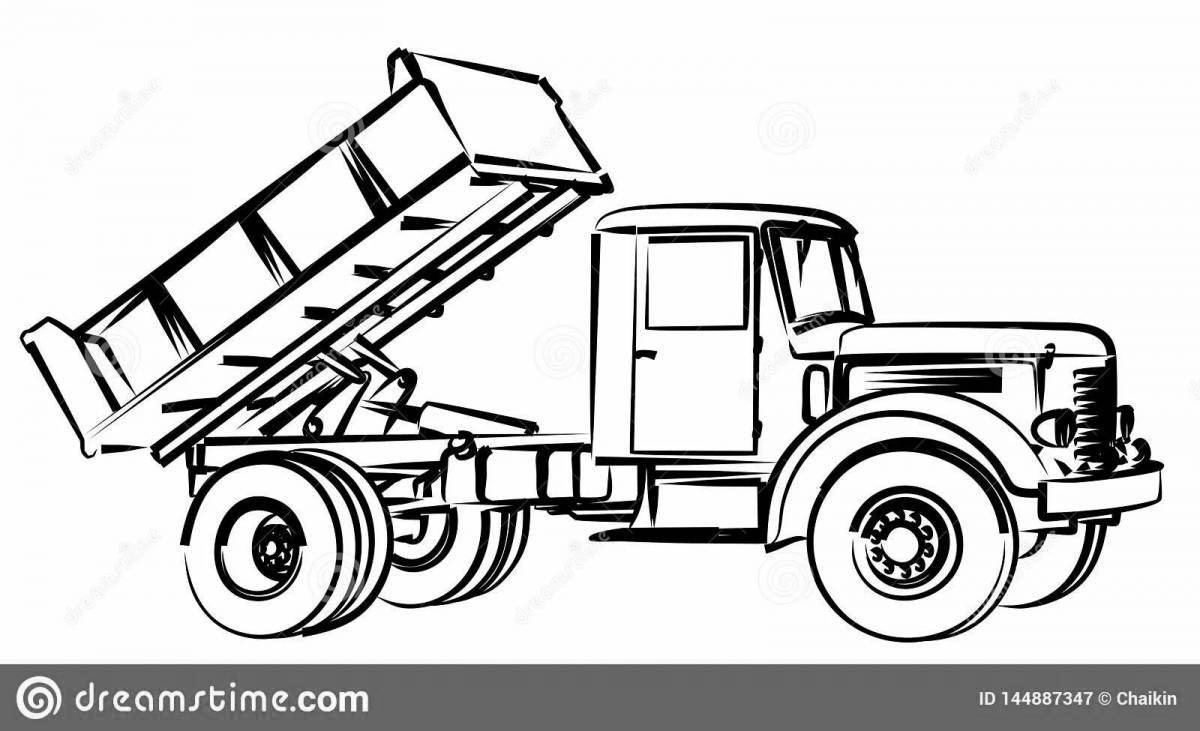 Coloring book gorgeous dump truck Kamaz