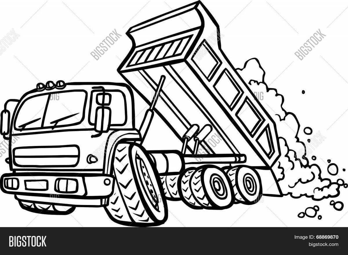 Majestic kamaz dump truck coloring page