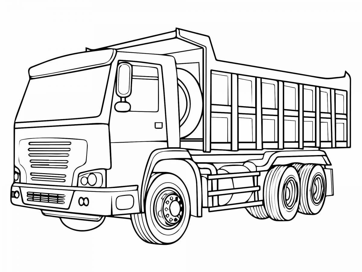 Coloring page spectacular dump truck KAMAZ