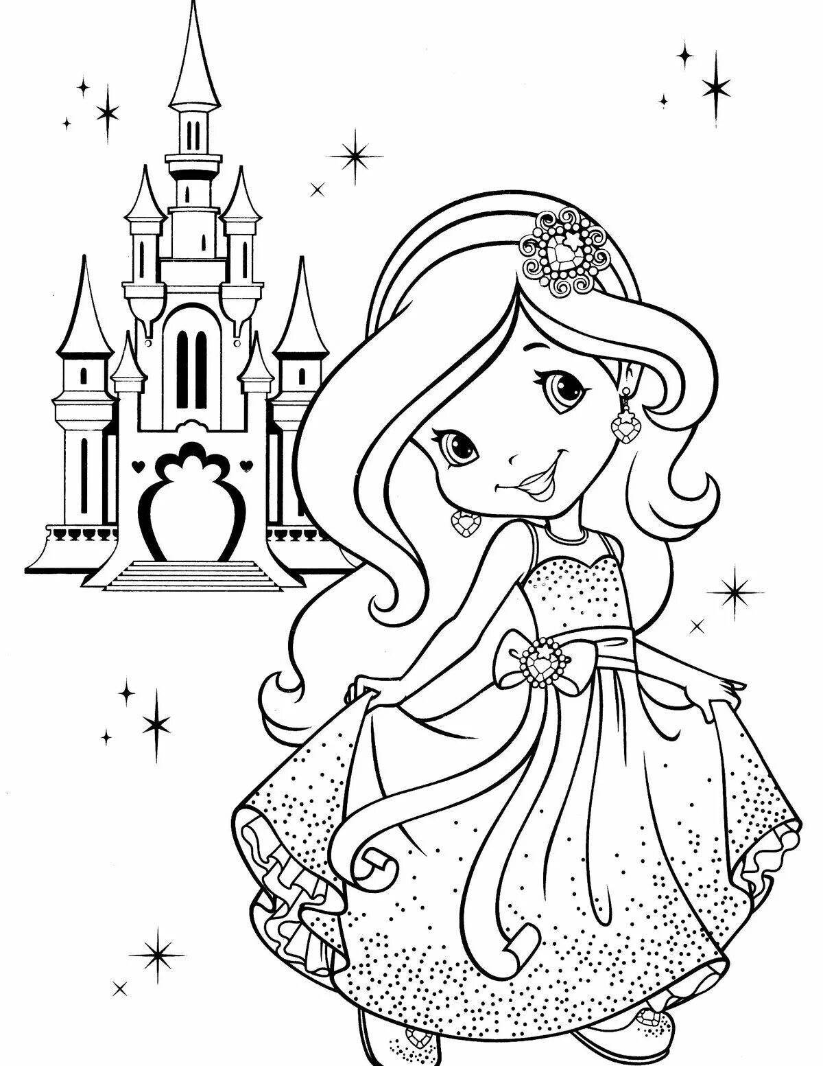 Vibrant princess print coloring book