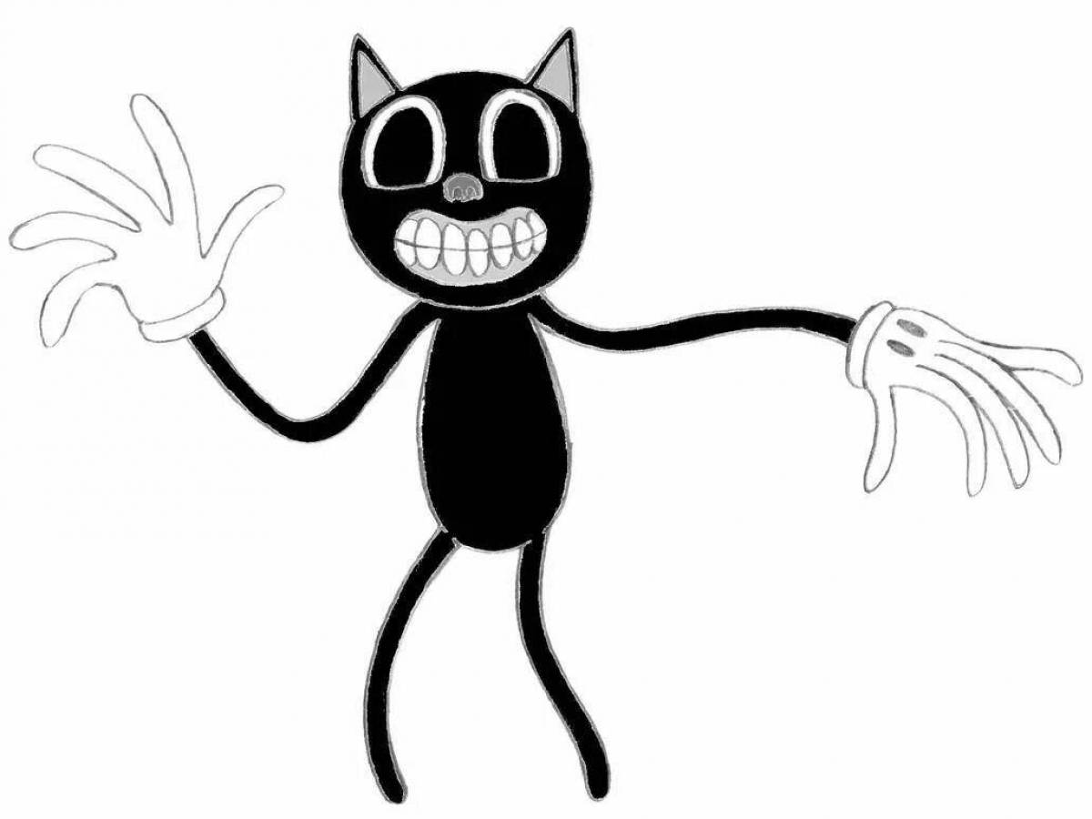 Раскраска жуткий черный кот
