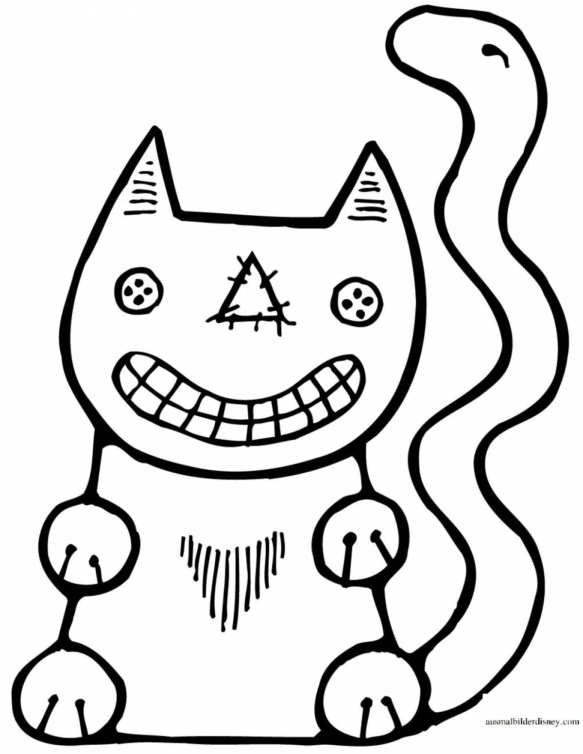 Раскраска кошка-сфинкс с покалыванием в спине