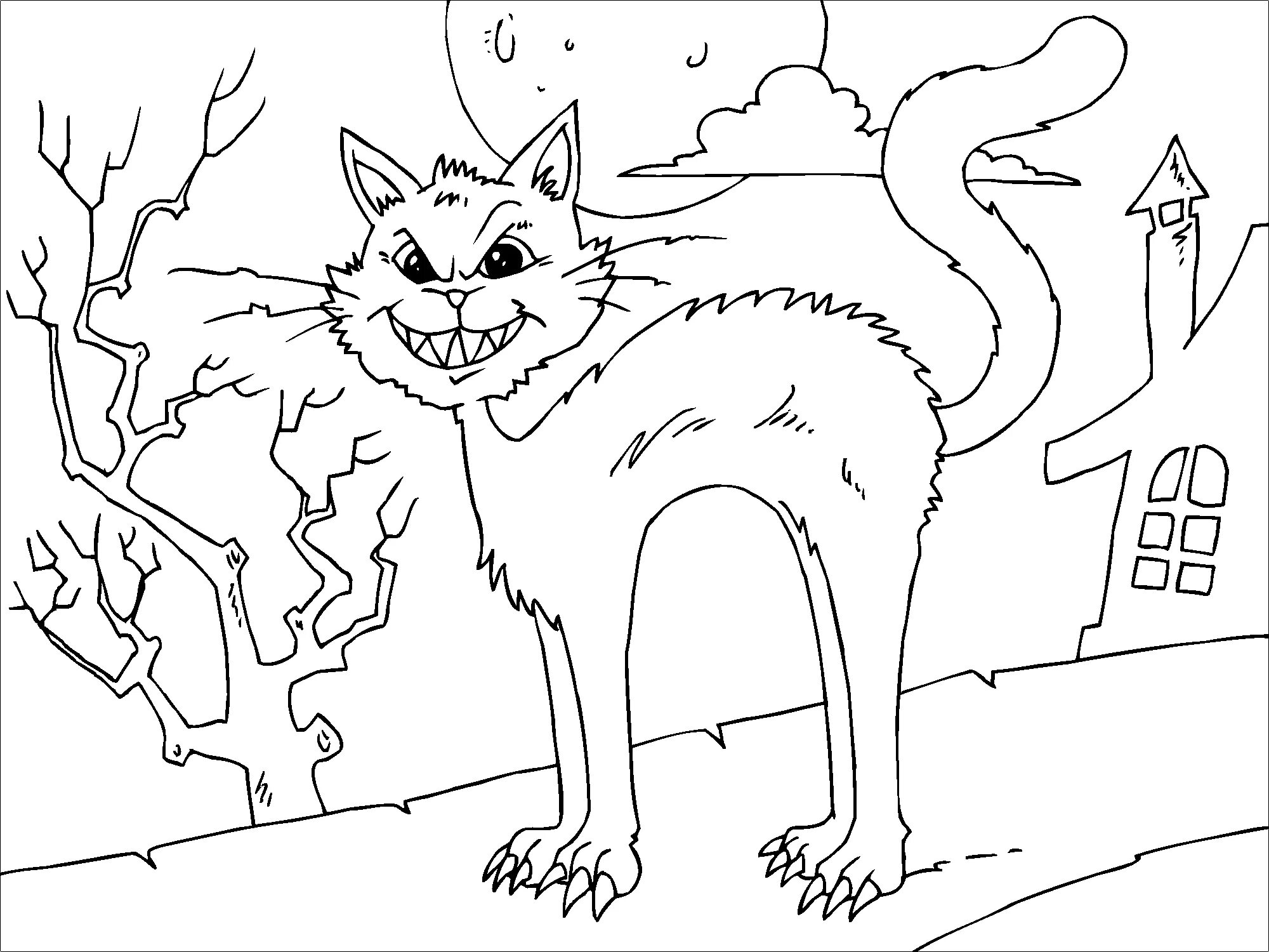 Terrible tabby cat coloring page