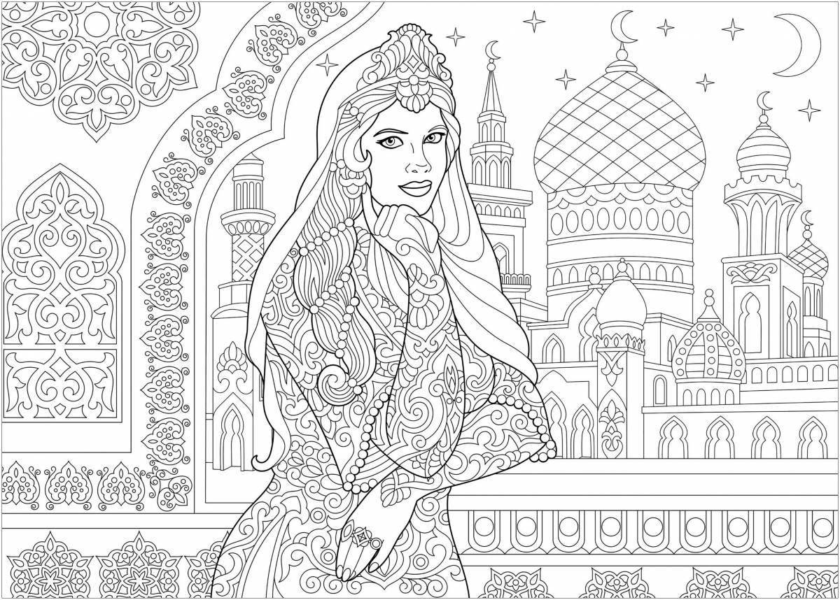 Coloring page gorgeous Arabian night