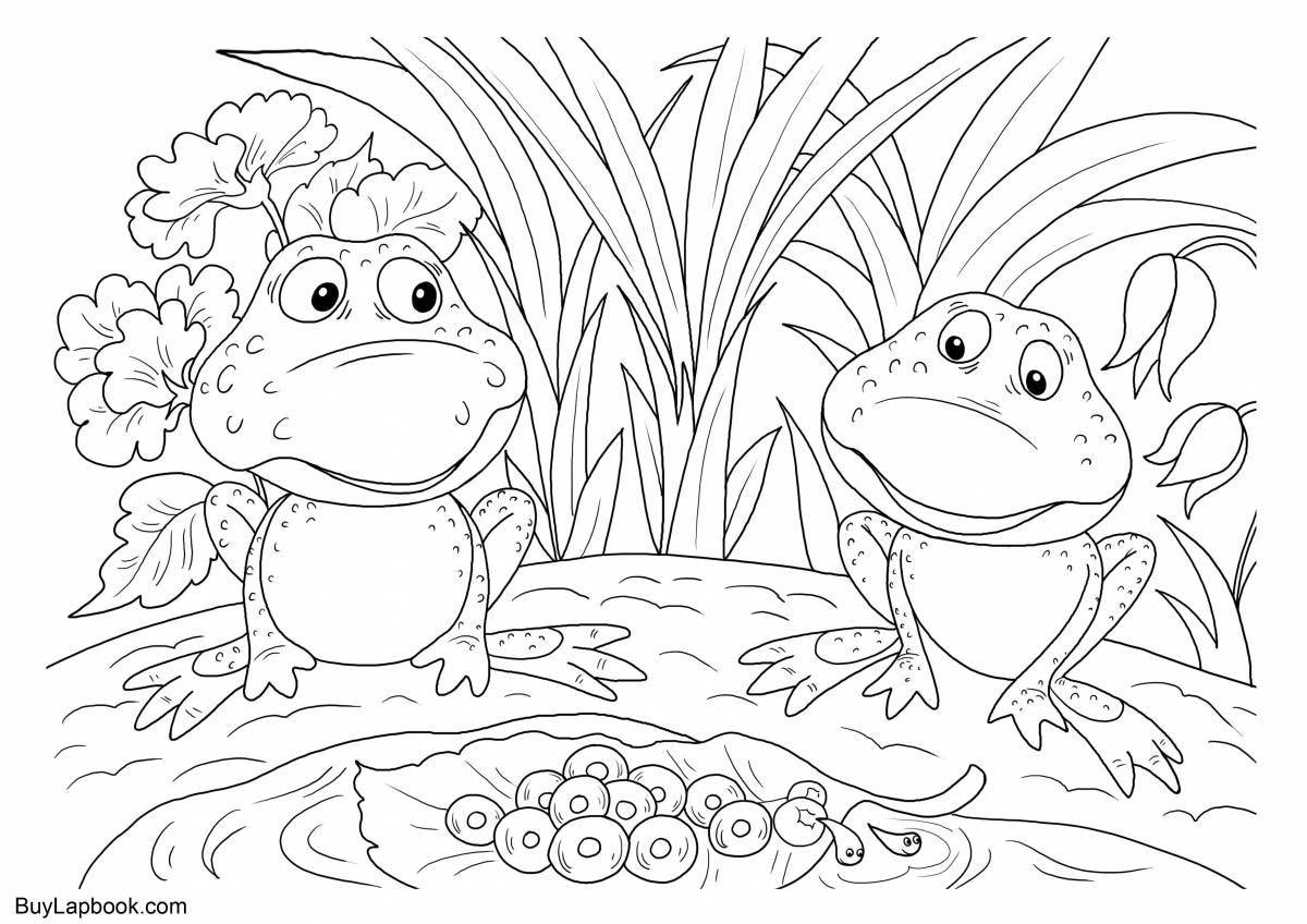 Adorable frog coloring page