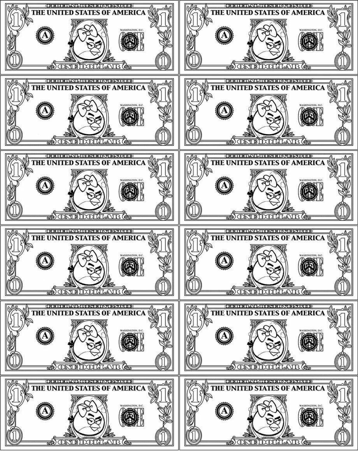 Удивительная страница раскраски мини-денег