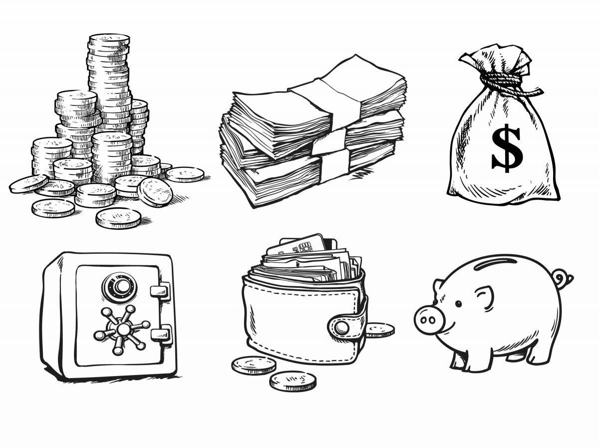 Sweet mini money coloring page