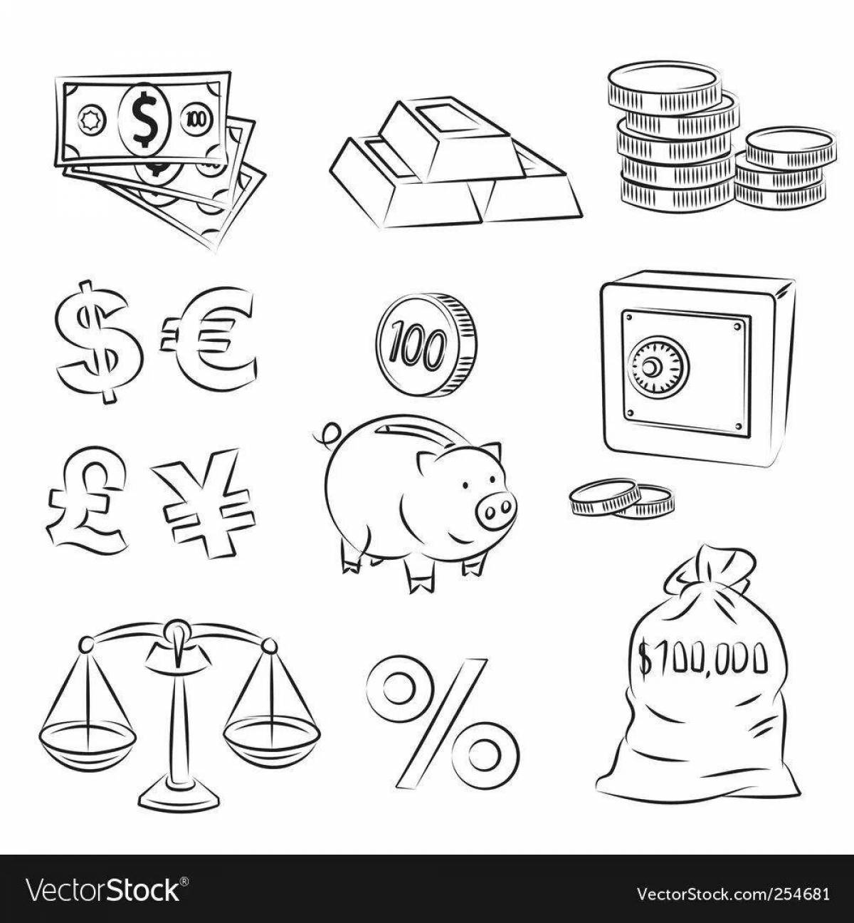 Amazing mini money coloring page