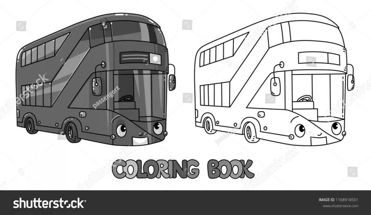 English bus with rich colors coloring page