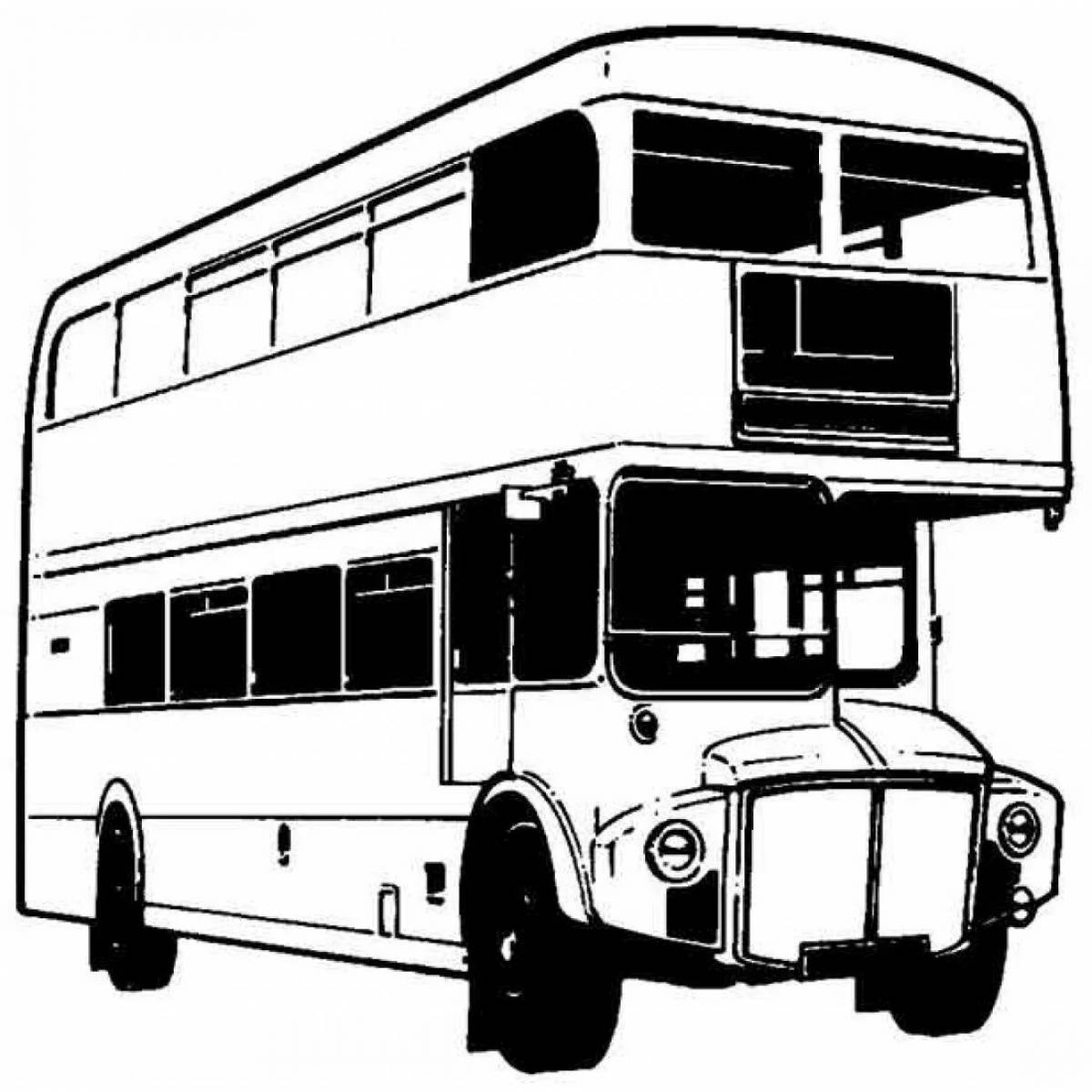 English bus coloring page with shimmering colors