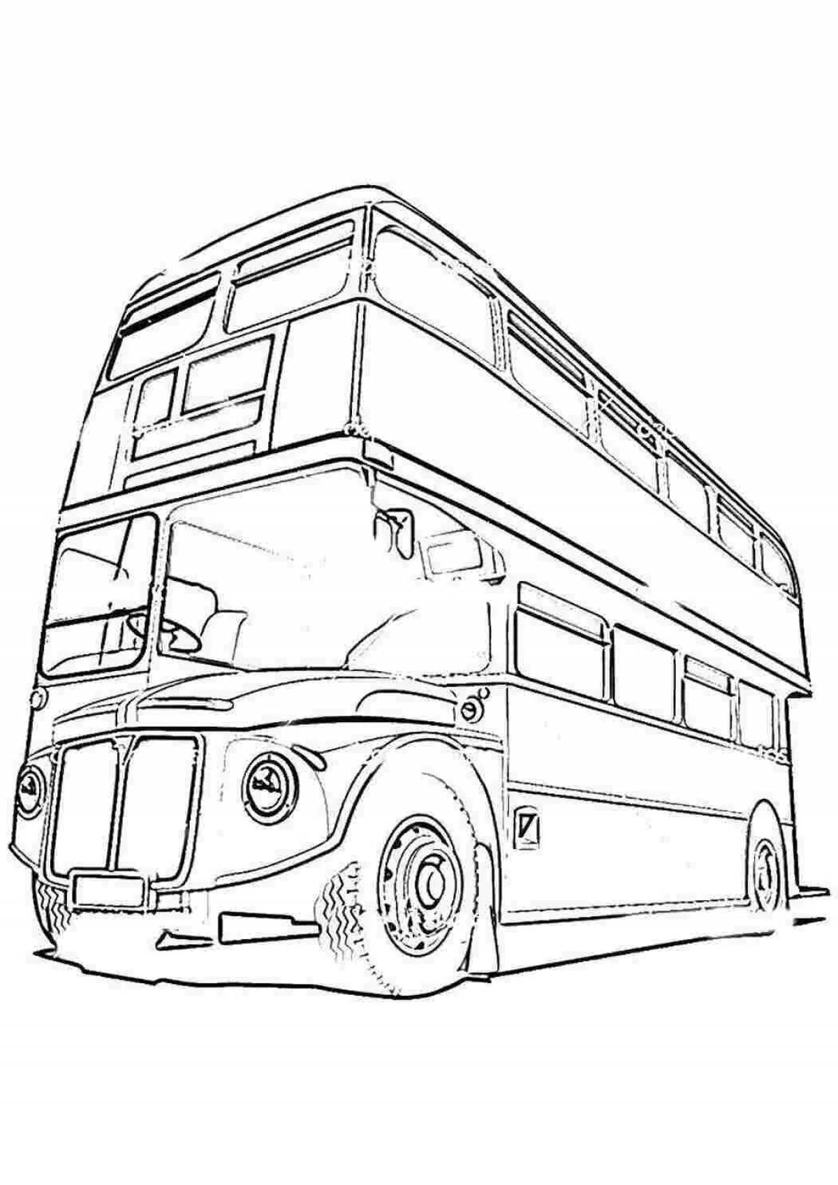 Glowing English bus coloring page