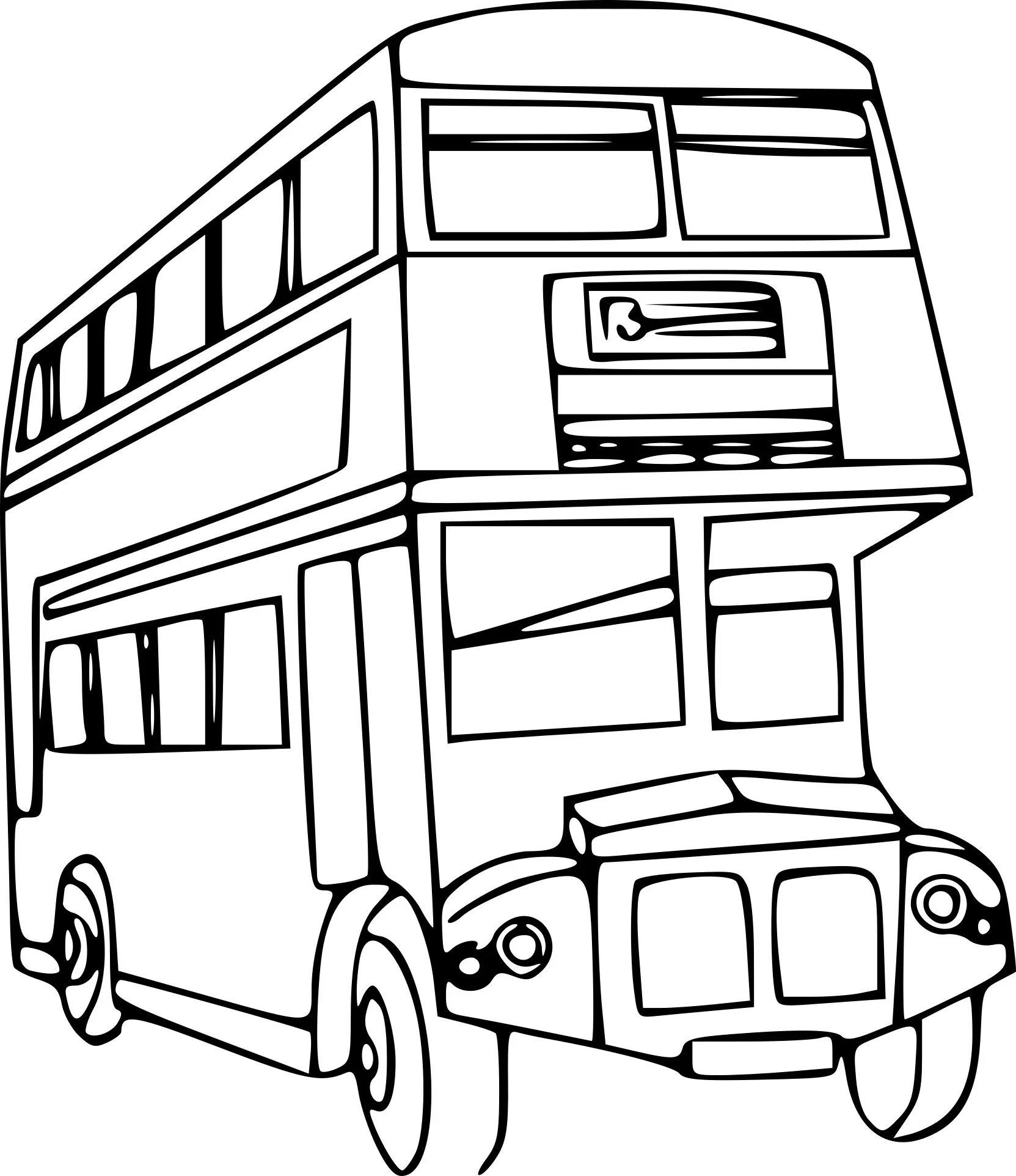 Colorful bright english bus coloring page