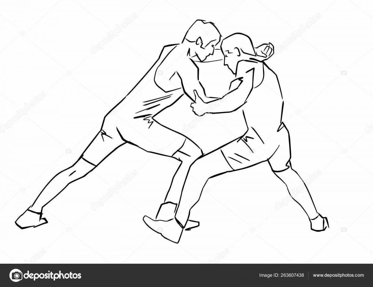 Colorful freestyle wrestling coloring page