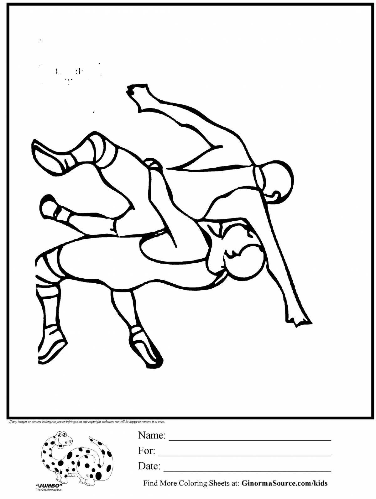 Bright freestyle wrestling coloring page