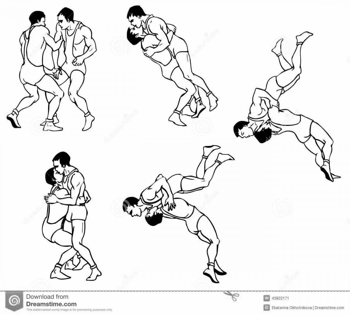 Fun freestyle wrestling coloring book