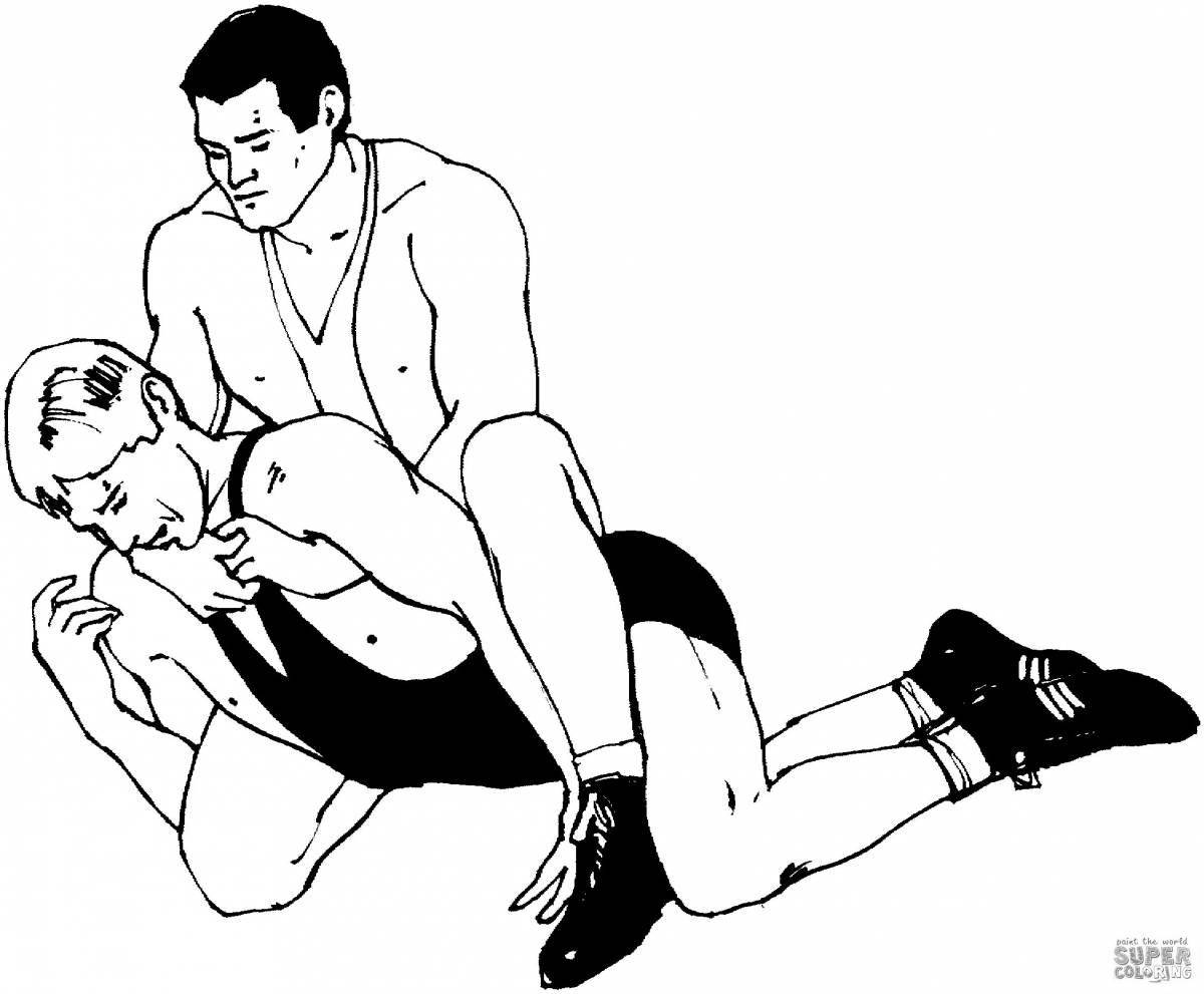 Amazing freestyle wrestling coloring page